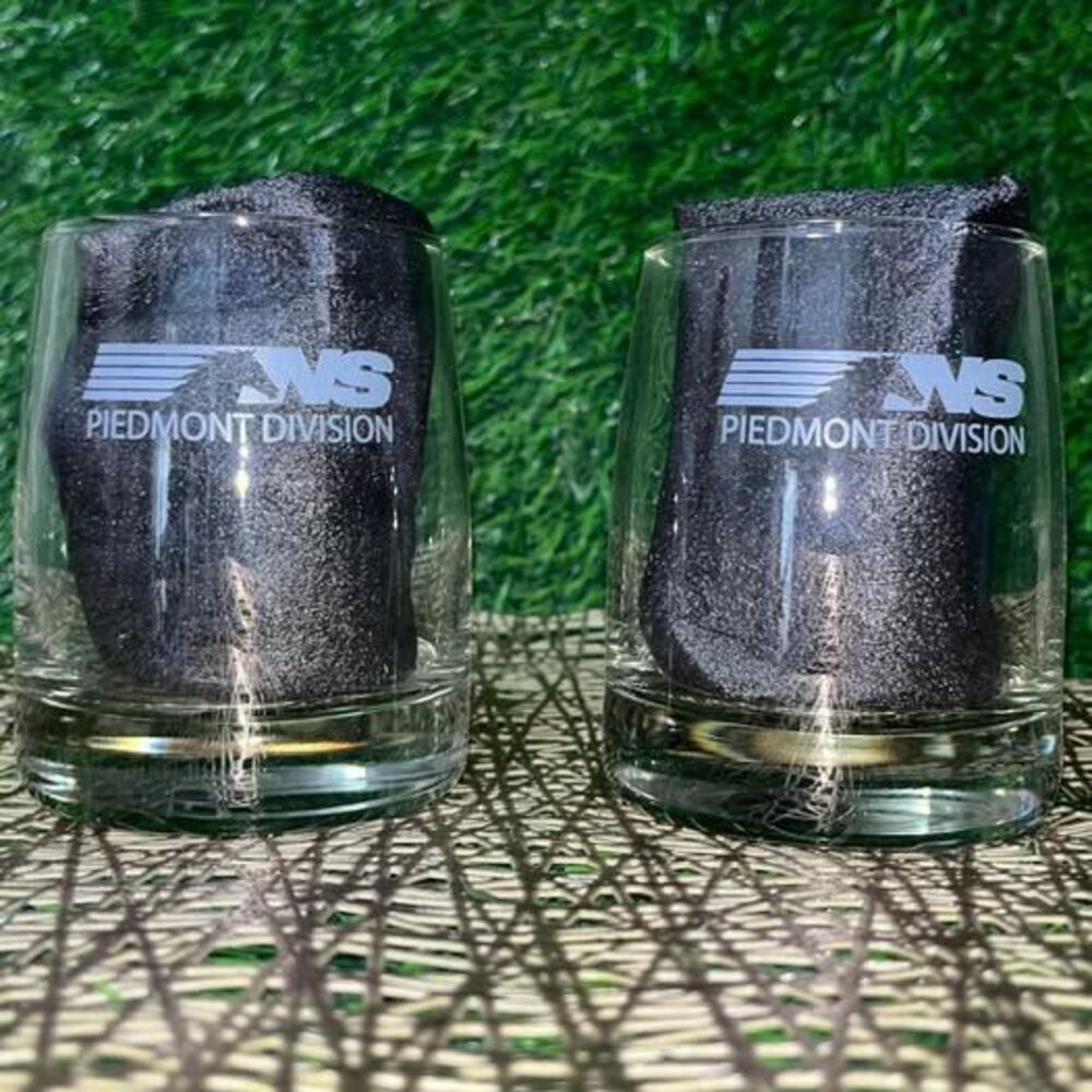 Train Railroadiana Norfolk Southern NS Piedmont Division Rocks Glasses Set of 2